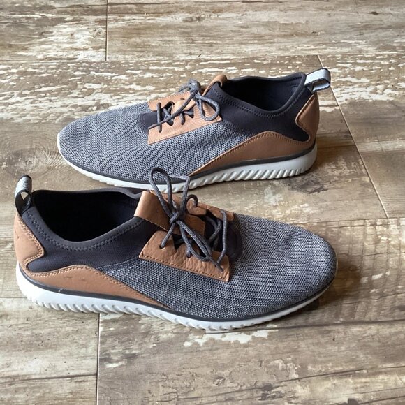 COLE HAAN Grand Motion Knit Sneaker Quiet Shade Grey/ Sesame Tan Men’s 10M